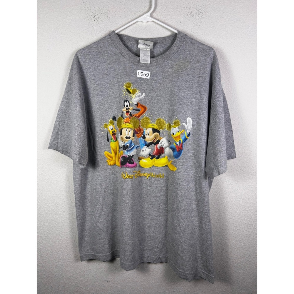 Disney World 50th Anniversary T Shirt Mens XL Gray Mickey Minnie Pluto Goofy